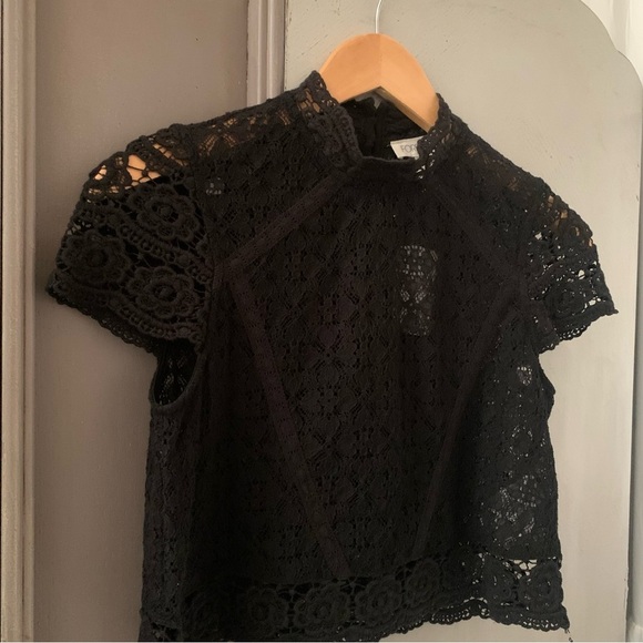 Black Lace Mock Neck Top - Picture 5 of 9